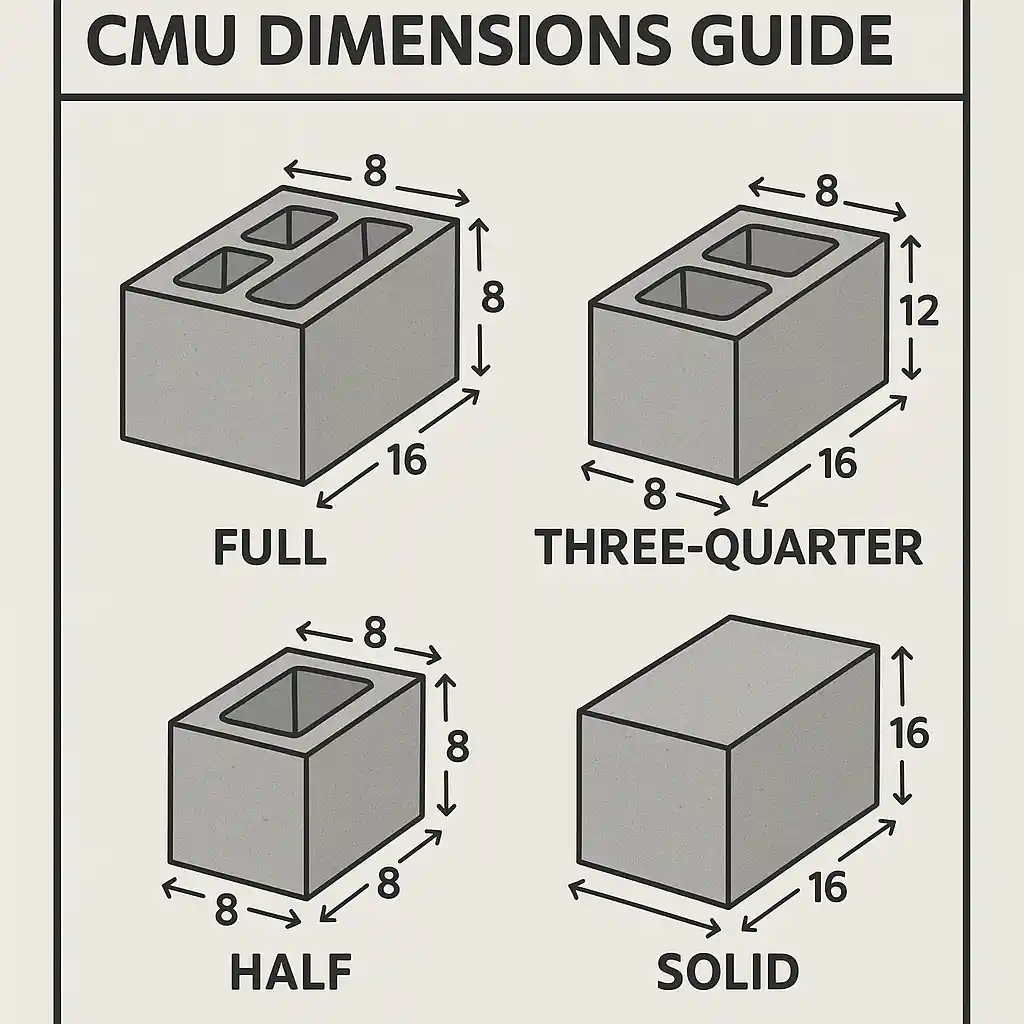 CMU Dimensions Sizes Shapes Concrete Block Guide All For One CMU Dimensions Sizes Shapes Concrete Block Guide All For One