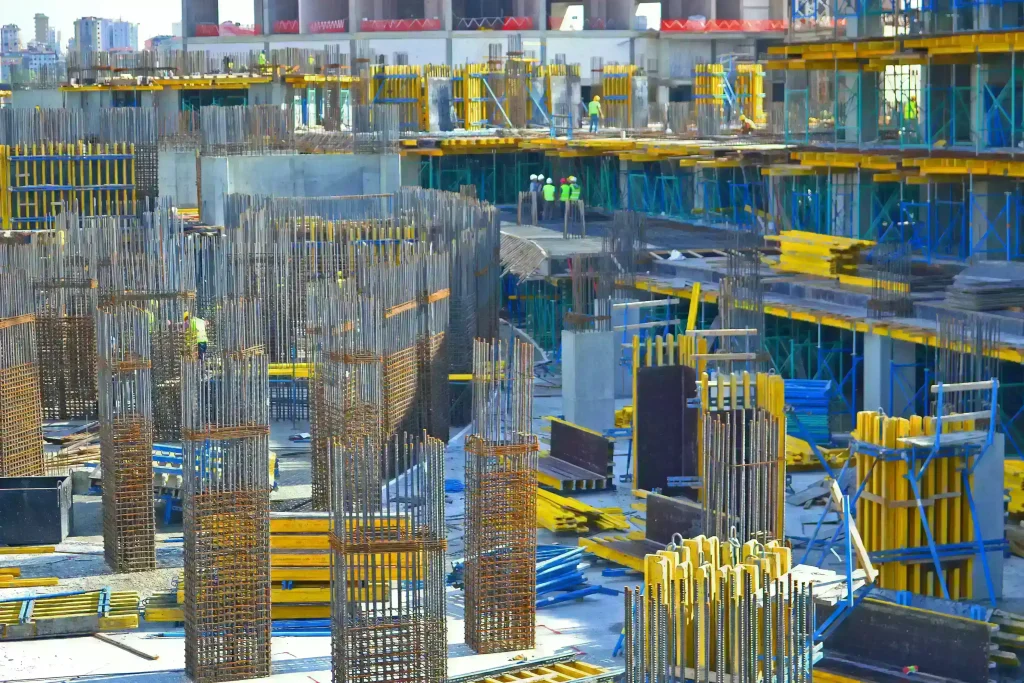Rebar detailing in Revit showing reinforced steel bars for concrete structural BIM modeling