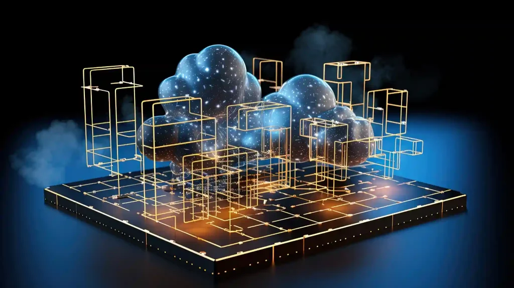Digital cloud network representing Point Cloud Modeling and cloud-based BIM data processing