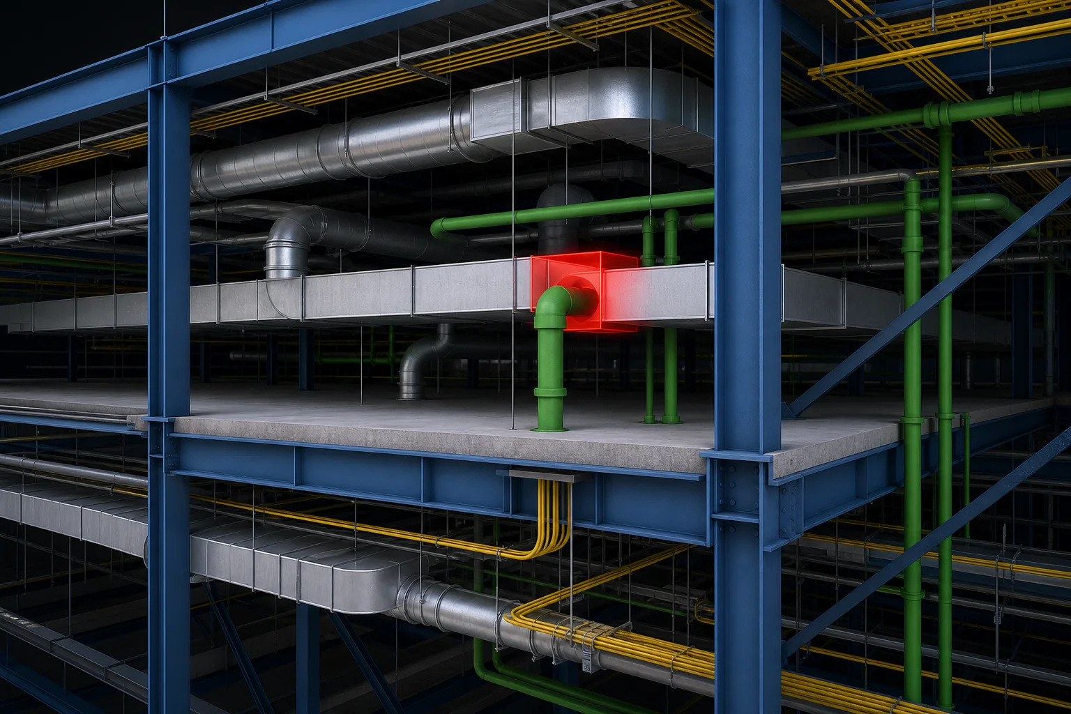 Multidiscipline BIM clash detection in a coordinated building model