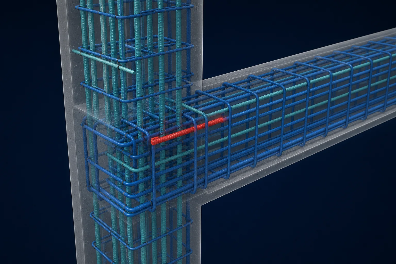 3D rebar clash detection at a crowded beam-column connection