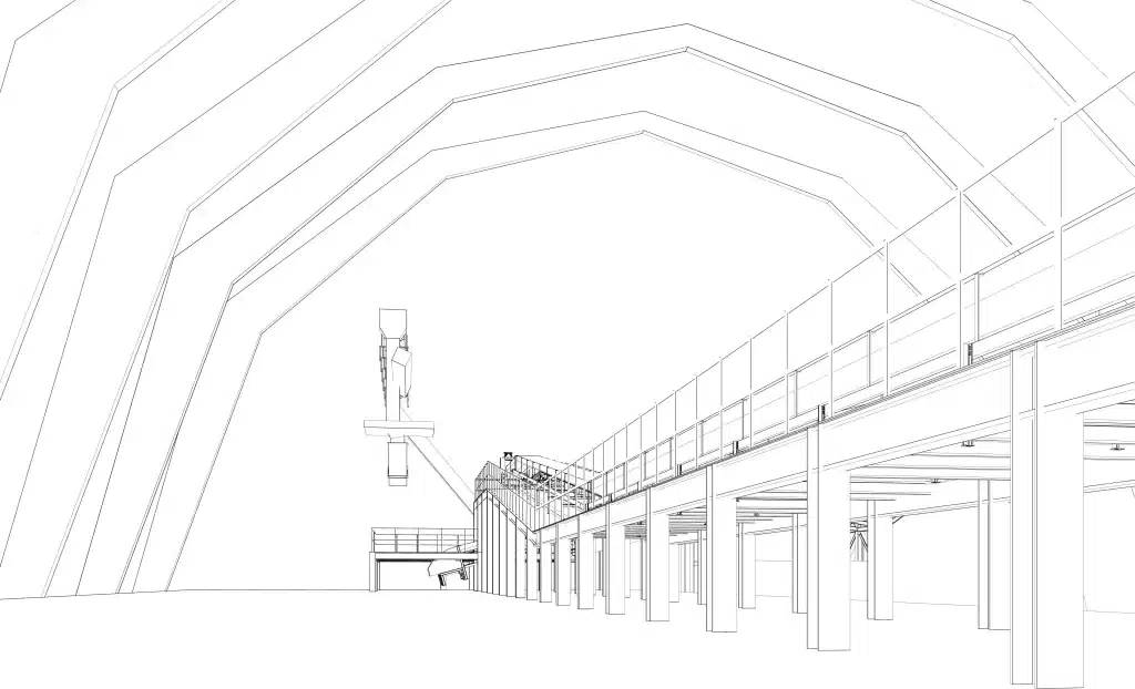 Detailed steel shop drawing with fabrication dimensions and connections