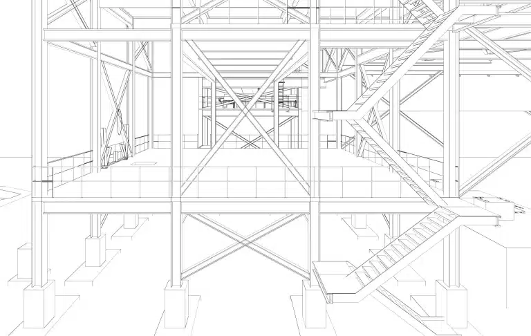 Steel shop drawing showing structural steel fabrication and connection details