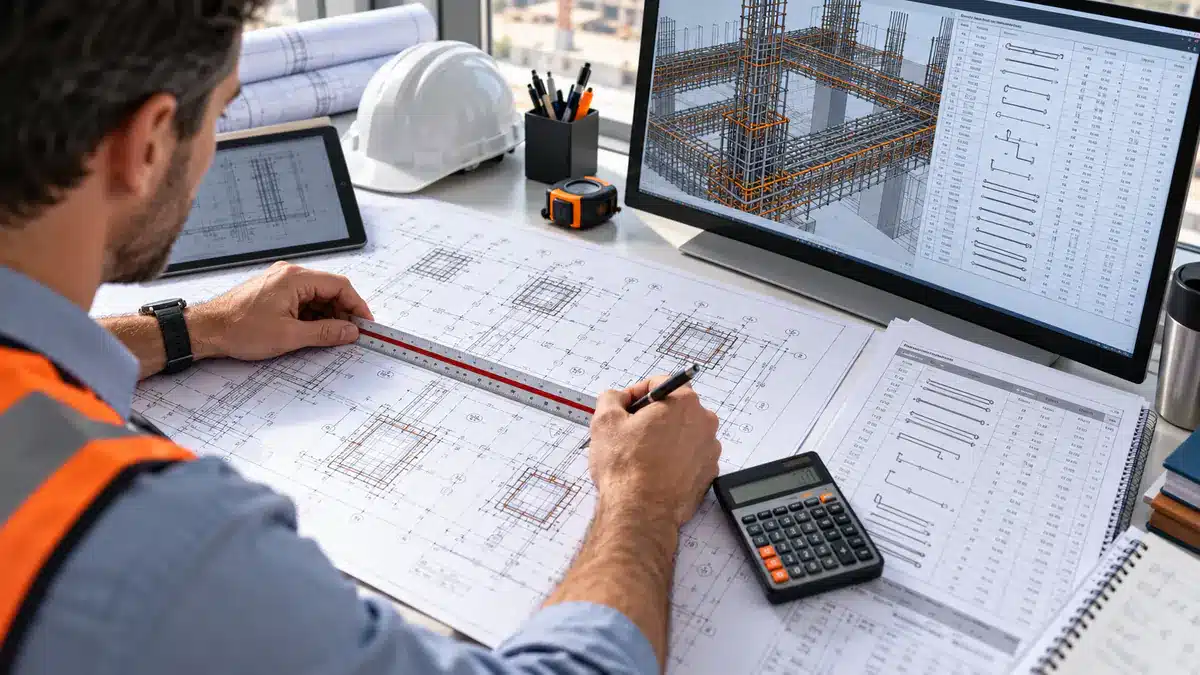 Rebar quantity takeoff measurement from structural drawings